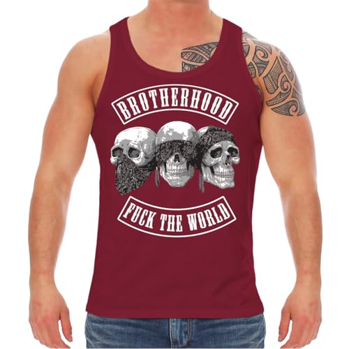 Life Is Pain Herren Trägershirt Muskelshirt Totenköpfe Patch Größe S - 5XL Biker mc Supporter von Life Is Pain