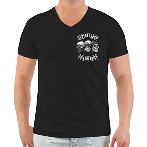 Life Is Pain Herren Tshirt Brotherhood Patch mit Totenköpfe Größe S - 5XL von Life Is Pain