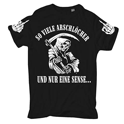 Life Is Pain Herren Tshirt Herren Tshirt Totenköpfe Sensenmann Motiv mit Mittelfinger Spruch Größe M - 5XL von Life Is Pain