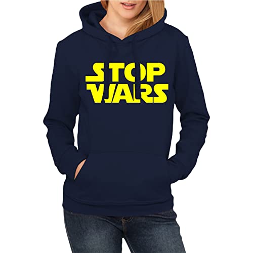 Life Is Pain Kapuzenpullover Damen Hoodie Stop Wars Neongelb Statement for Peace von Life Is Pain