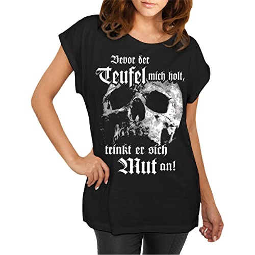 Damen Longshirt T-Shirt Totenkopf Sprüche Schädel Spruch Black schwarz von Life Is Pain