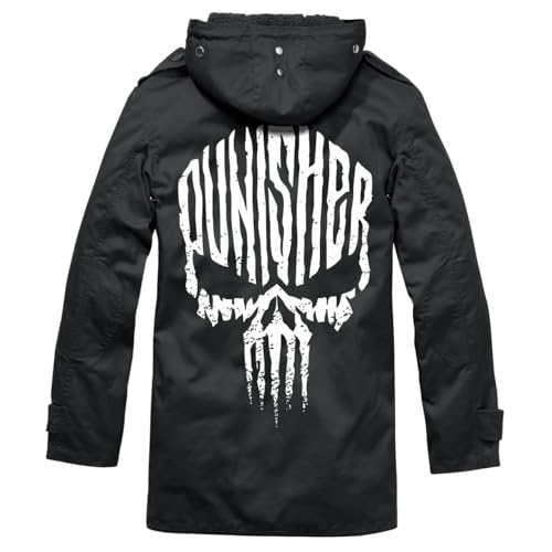 Life Is Pain Männer Herren Parka Winterjacke Rücken Totenkopf Motiv schwarz oliv Death head von Life Is Pain