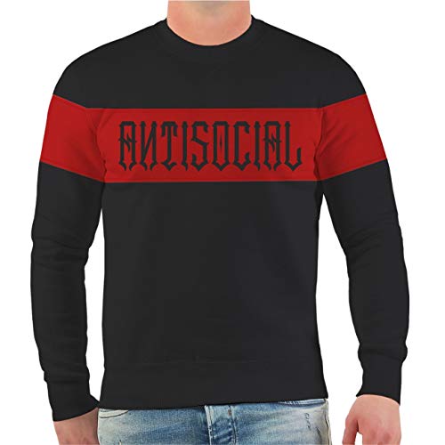 Life Is Pain Männer Pullover Schwarz Rot Antisocial Social Distancing (mit Rückendruck) Größe M - 5XL von Life Is Pain