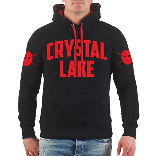 Life Is Pain Männer und Herren Kapuzenpullover Crystal Lake Vorhees 13 (mit Rückendruck) Größe S - 4XL von Life Is Pain