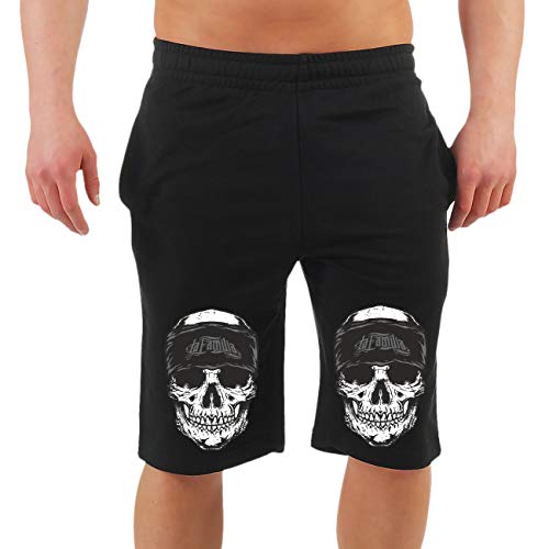 Life Is Pain Männer und Herren Kurze Hose Shorts LA Familia FCK Hardcore Bandana Schädel Größe S - 4XL von Life Is Pain