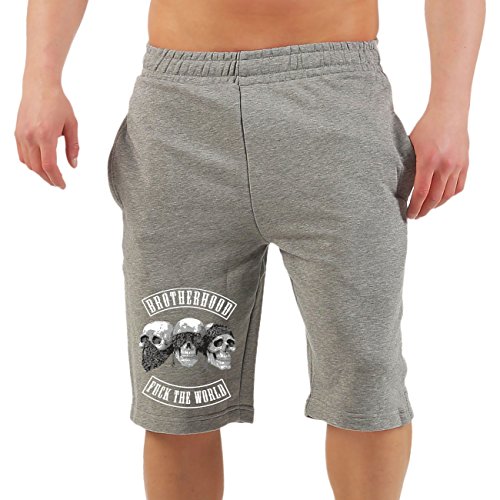 Life Is Pain Männer und Herren Kurze Hose Shorts Totenköpfe Patch Größe S - 4XL von Life Is Pain