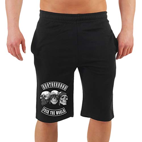 Herren Kurze Hose Shorts Patch mc Crime Criminal Totenkopf Fuck Skulls Pain Club von Life Is Pain