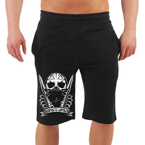 Life Is Pain Männer und Herren Kurze Hose Shorts Totenkopf Respect & Loyalty Größe M - 4XL von Life Is Pain