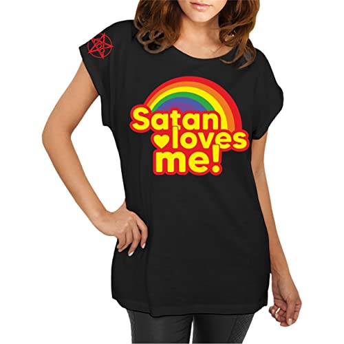 Longshirt Damen weit geschnitten Satan Loves me Größe XS - 5XL von Life Is Pain