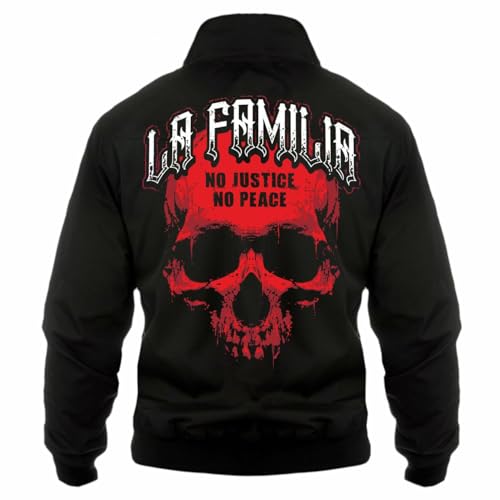 Männer Jungs Harrington Jacke La familia No Justice No Peace übergangsjacke ftw von Life Is Pain