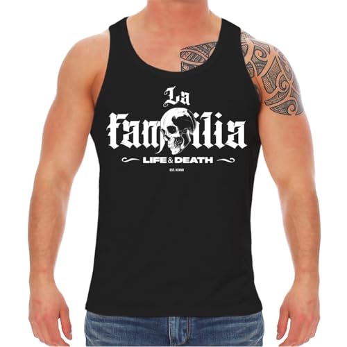 Männer Muskelshirt Trägershirt La Familia Life Death Tank Top Gym Biker Rapper von Life Is Pain