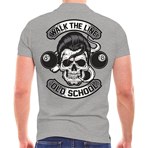 Herren Poloshirt Polohemd Rock n Roll Walk The Line (mit Rückendruck) Größe S - 5XL von Life Is Pain