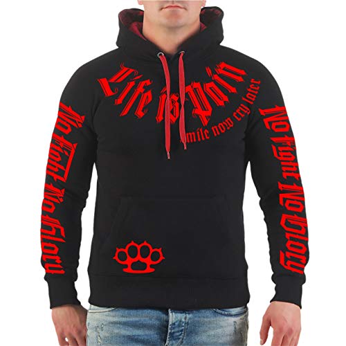 Life Is Pain Herren Kapuzenpullover No Fight No Glory Red Premium Label Größe S bis 5XL von Life Is Pain