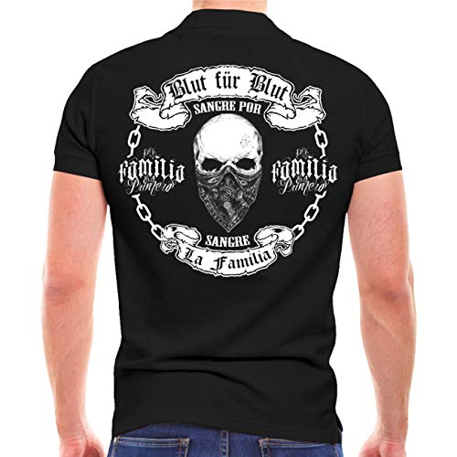 Life Is Pain Herren Poloshirt Polohemd La Familia Blut für Blut Blood Totenkopf Crime mc von Life Is Pain