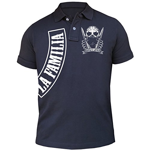 Life Is Pain Herren Poloshirt Polohemd La Familia FCK for My Family for My Friends (mit Rückendruck) von Life Is Pain