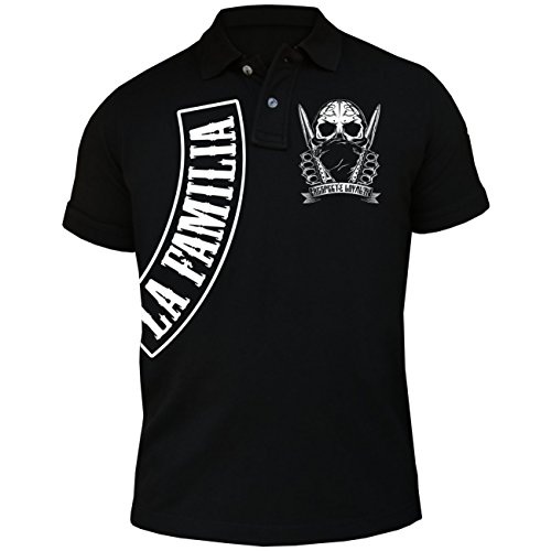 Life Is Pain Herren Poloshirt Polohemd La Familia FCK for My Family for My Friends (mit Rückendruck) von Life Is Pain