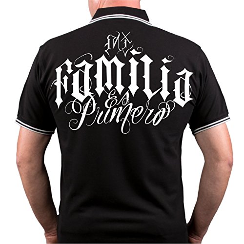 Life Is Pain Herren Poloshirt Polohemd Mi Familia es Primero (mit Rückendruck) von Life Is Pain