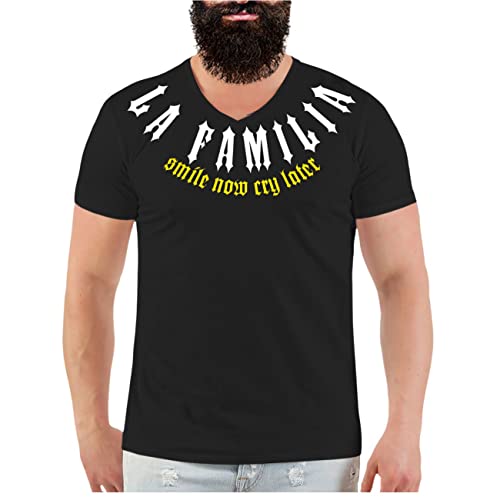 Männer und Herren T-Shirt La Familia FCK EL craneo (mit Rückendruck) Größe S - 5XL von Life Is Pain