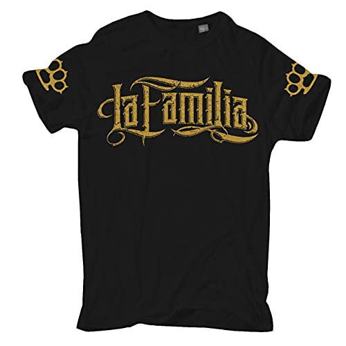 Herren T-Shirt La Familia FCK No Fight No Glory Gold (mit Rückendruck) Größe S - 5XL von Life Is Pain