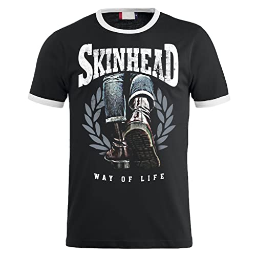 Männer Herren Tshirt Skinhead a Way of Life 69 oi Skin Boots Stiefel Front von Life Is Pain