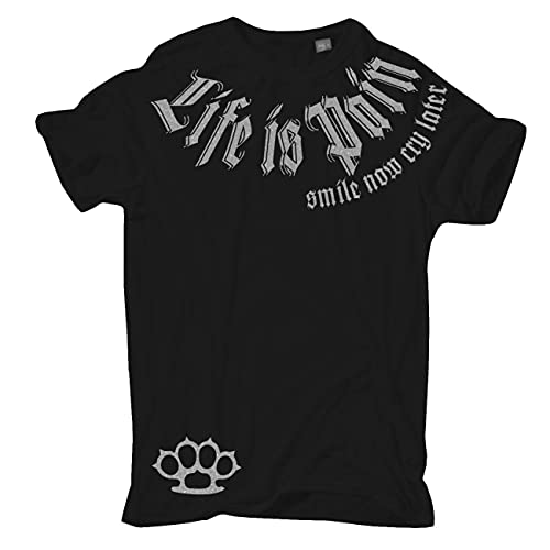 Übergrößen Herren Tshirt Smile Now Cry Later Silber Serie Größe 3XL - 8XL von Life Is Pain