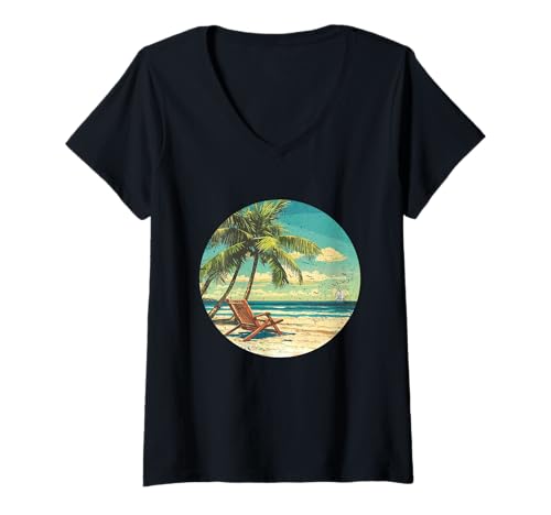 Damen Life Is Really Good Palme Sommer Strand Urlaub Grafik T-Shirt mit V-Ausschnitt Damen Life Is Really Good Palme Sommer Strand Urlaub Grafik T-Shirt mit V-Ausschnitt von Life Is Really Good Summer Beach Vacation Graphic