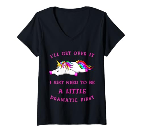 Damen Einhorn Drama T-Shirt mit V-Ausschnitt Damen Einhorn Drama T-Shirt mit V-Ausschnitt von Life Journals Press