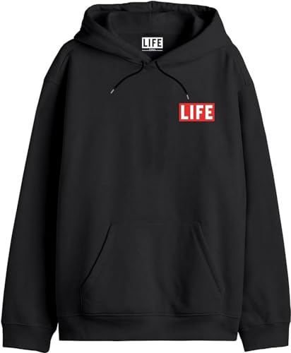 Life Magazine Herren Melifemsw006 Kapuzenpullover, Schwarz, L von Life Magazine