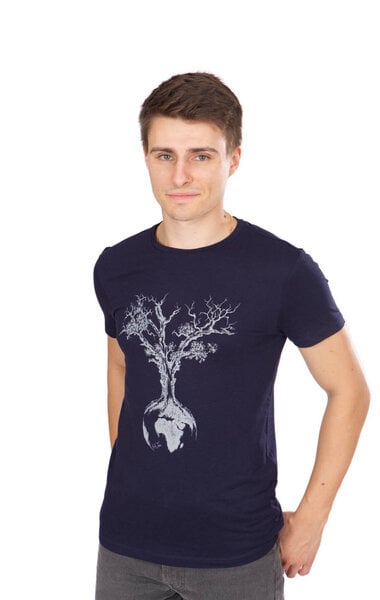 Ecovero Shirt von Life-Tree für Herren "Weltenbaum" in Navy Blue von Life-Tree