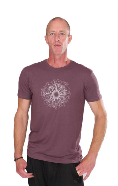Ecovero Shirt von Life-Tree für Herren "Wooden Iris" in Mulberry von Life-Tree