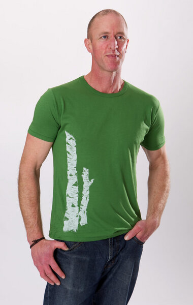 Life-Tree Bambus Shirt Fairwear für Herren "Birkenstamm" in Denim Blue/Charcoal/Leaf Green von Life-Tree