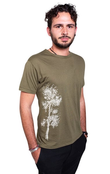 Life-Tree Bambus Shirt Fairwear für Herren "Kiefer" in Moss Green/Charcoal Grau von Life-Tree