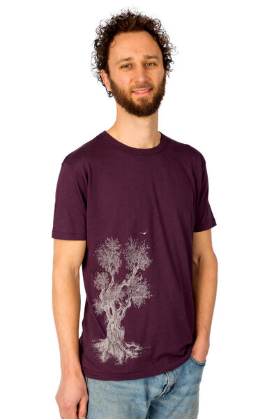 Life-Tree Bambus Shirt Fairwear für Herren "Olive Tree" in Aubergine von Life-Tree