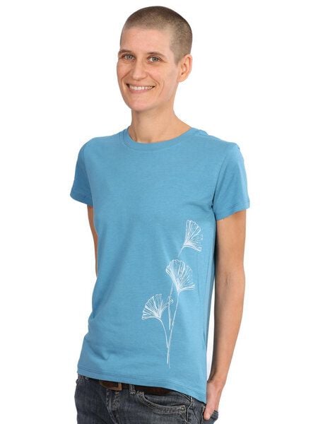 Life-Tree Fairwear Bambus Shirt Women Petrol Blue Ginkgo von Life-Tree