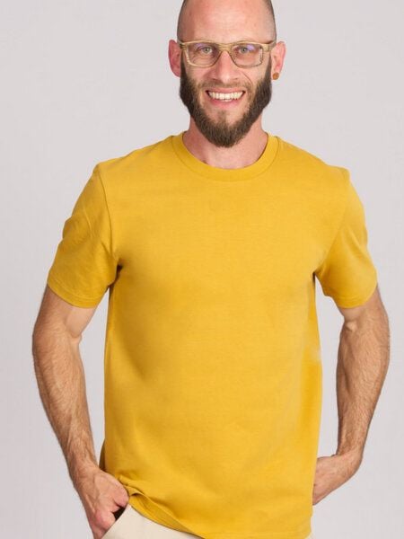 Life-Tree Fairwear Organic Basic Shirt Men Burgundy / Ocre / Desert Dust beige von Life-Tree