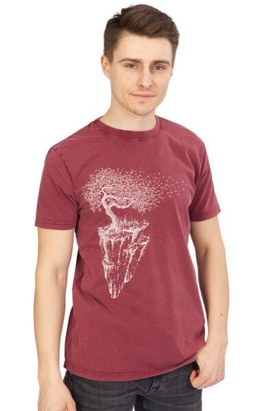 Life-Tree Fairwear Organic Shirt Men Washed Red Maple Island von Life-Tree