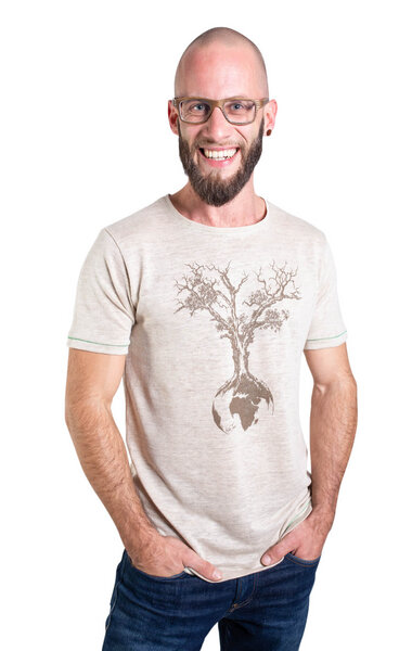 Life-Tree Hanf Shirt für Herren "Weltenbaum" in Natur von Life-Tree