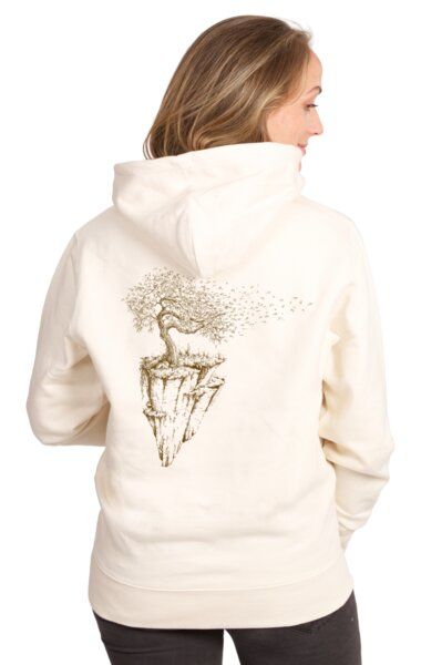 Life-Tree Hoodie aus Biobaumwolle Fairwear Unisex "Maple Island" in Natural Raw von Life-Tree