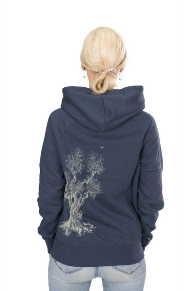 Life-Tree Hoodie aus Biobaumwolle Fairwear für Damen "Olive Tree" in Dark Blue von Life-Tree