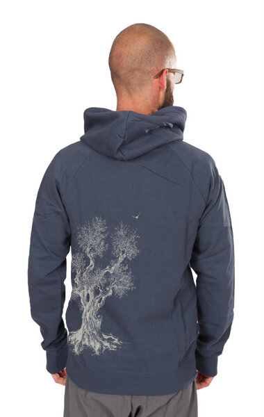 Life-Tree Hoodie aus Biobaumwolle Fairwear für Herren "Olive Tree" in Dark Blue von Life-Tree