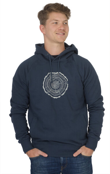 Life-Tree Hoodie aus Biobaumwolle Fairwear für Herren "Treeslice" in Dark Blue von Life-Tree