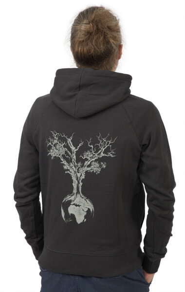 Life-Tree Hoodie aus Biobaumwolle Fairwear für Herren "Weltenbaum" in Ash Grey von Life-Tree