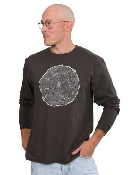 Life-Tree Longsleeve aus Biobaumwolle Fairwear für Herren "BigSlice" in Faded Black von Life-Tree