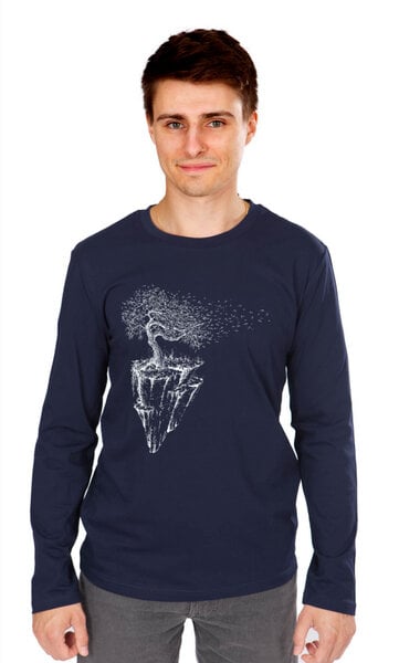 Life-Tree Longsleeve aus Biobaumwolle Fairwear für Herren "Maple Island" in Denim Blau von Life-Tree