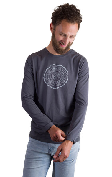 Life-Tree Longsleeve aus Biobaumwolle Fairwear für Herren "Treeslice" in Anthrazit von Life-Tree