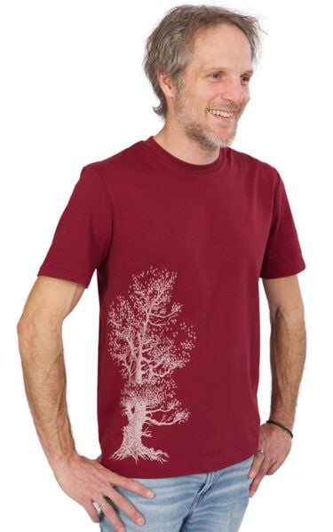Life-Tree Organic Fairwear Shirt Men Burgundy Pine Tree von Life-Tree