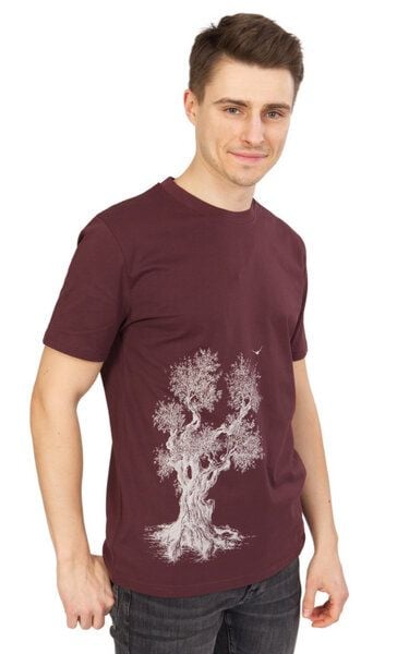 Life-Tree Organic Fairwear Shirt Men Red Brown Olive Tree von Life-Tree