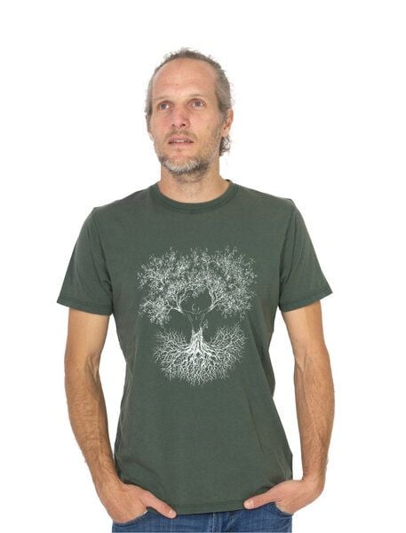 Life-Tree Organic Fairwear Shirt Men Stone Washed Green Fusion von Life-Tree