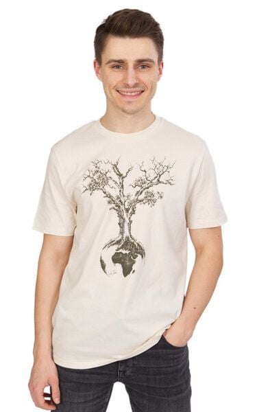Life-Tree Organic Fairwear Shirt Men Weltenbaum | Red Brown / Natural Raw / India Ink Grey von Life-Tree