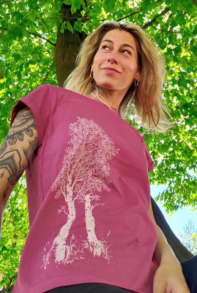 Life-Tree Organic Fairwear Shirt Women Faded Burgundy Birke von Life-Tree